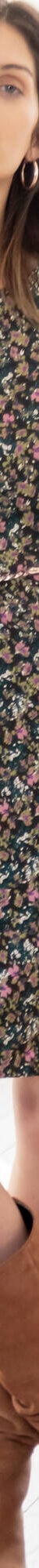 Robe droite manches 7/8ème imprimée (kaki / rose) Robe droite manches 7/8ème imprimée (kaki / rose)